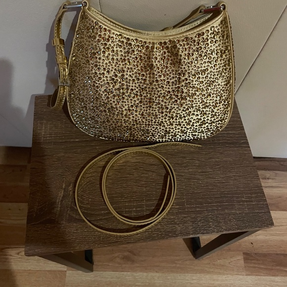 Prada Cleo Gold Crystal Satin Purse - Picture 3 of 6